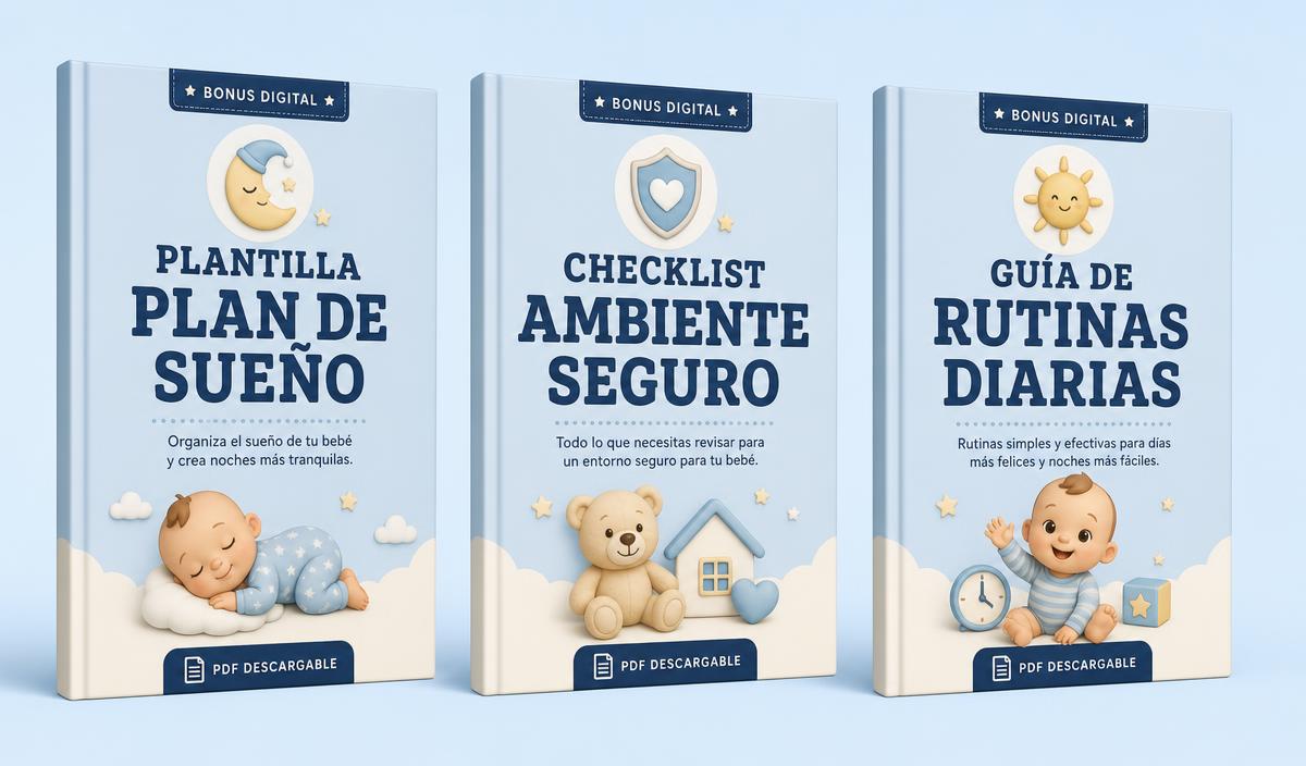 Bonos descargables: Plantilla Plan de Sueño, Checklist Ambiente Seguro y Guía de Rutinas Diarias